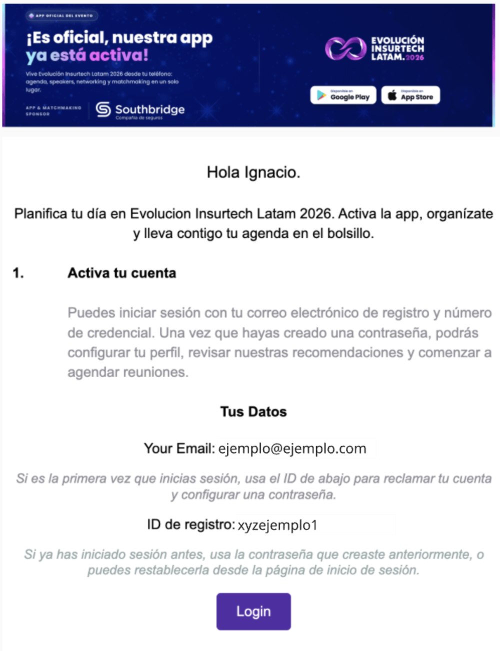 Correo de activación de Eila App